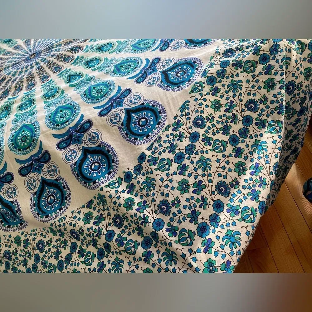 1970s Psychedelic Flower Power Made in India Bed Cover